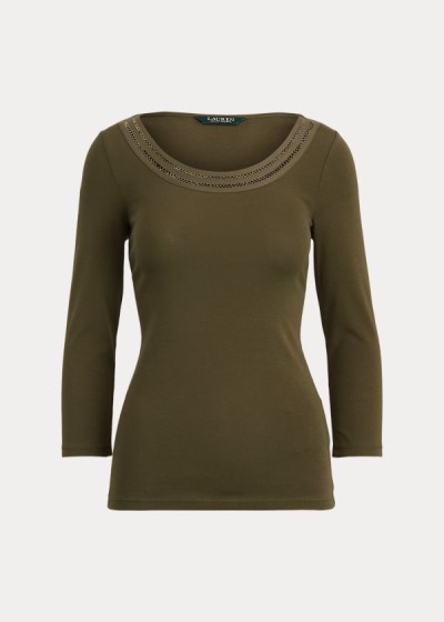 Ralph Lauren Cotton Elbow-Sleeve Top Dame Danmark (UYTLG4870)